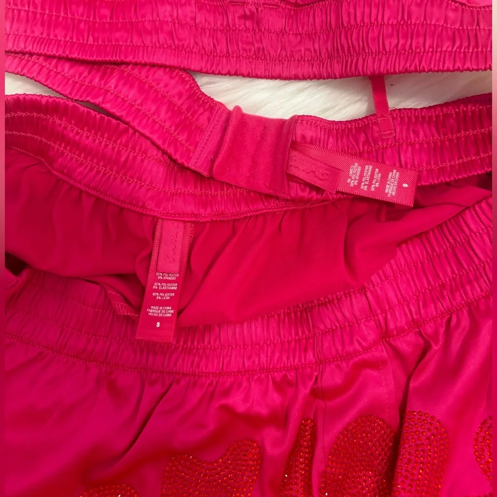 SKIMS Woven Shine Rhinestone Logo BOXERS & BRA in Raspberry - Picture 4 of 13